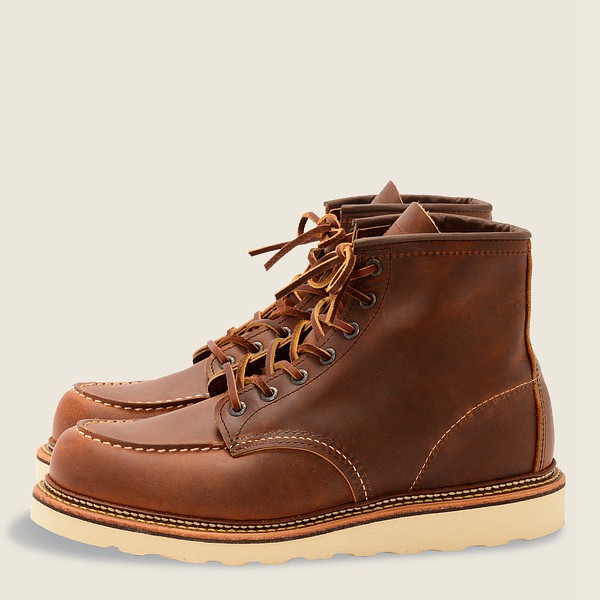 Red Wing Heritage Boots Brown - Mens Classic Moc - 6-inchr Rough & Tough Leather - 9845-DPAIN